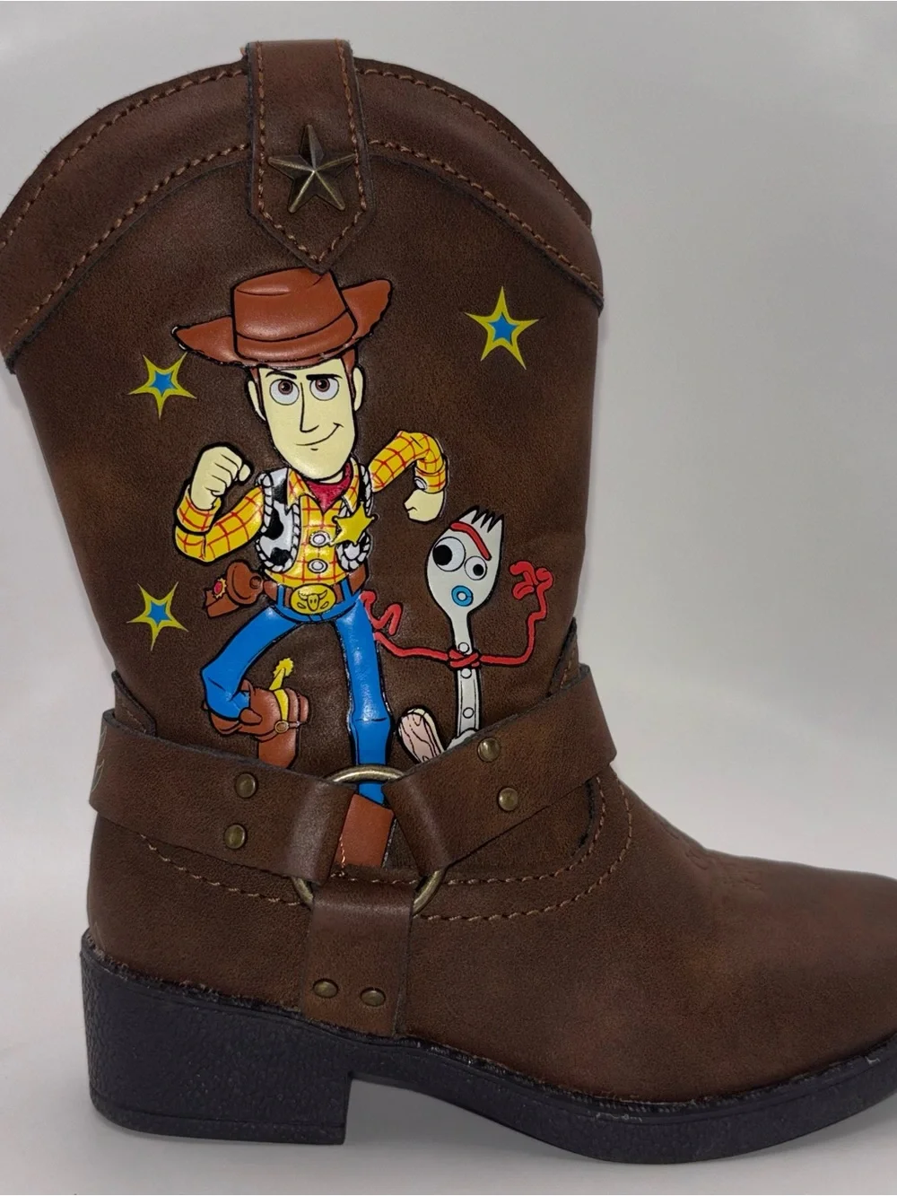 Disney Pixar Toy Story Woody & Forky Cowboy Boots Kids Size 6 Western Brown